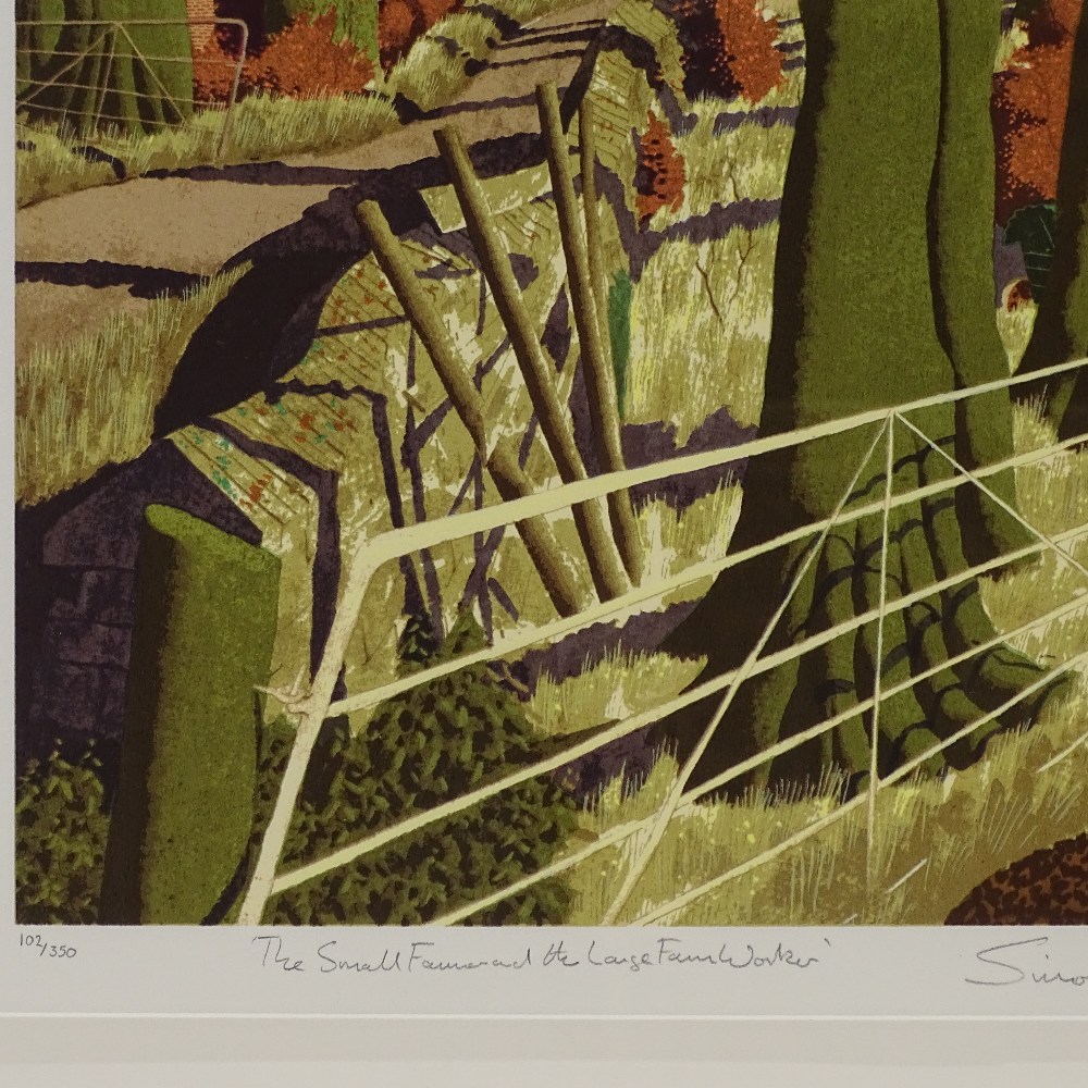 Simon Palmer, screen print, The small farmer and the large farm worker, signed in pencil, no. 112/ - Image 4 of 4