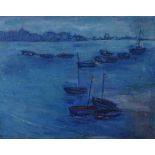 Gladys Charmain, 20th century oil on board, night scene on the River Thames, signed, 19" x 24.5",