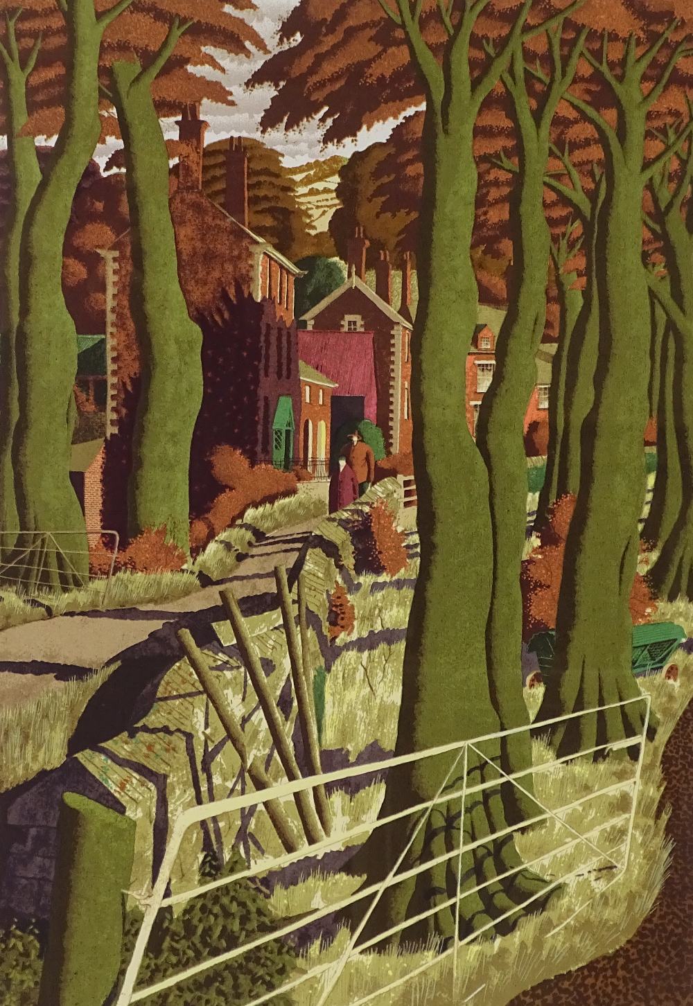 Simon Palmer, screen print, The small farmer and the large farm worker, signed in pencil, no. 112/