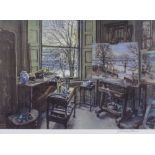 James McIntosh Patrick (1907-1998), Limited edition lithograph 336/495, Artists studio in Dundee,