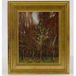 Paul Gaisford, oil on board, woodland scene, 9.5" x 7", framed Good overall condition.