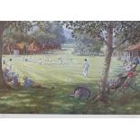 Sheree Valentine Daines (b.1959), Limited edition print 157/500, country cricket match, signed in