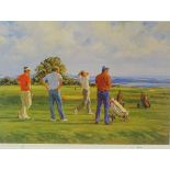 Jonny Jonas, signed limited addition golf print "Fore!", 155/850, 15" x 20", framed Excellent