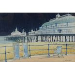 David Ramshaw, watercolour, Eastbourne Pier, signed, 12" x 17", framed Good condition