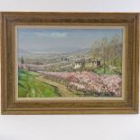 Kenneth Denton (b.1932) oil on board, "Spring in the Ardeche" signed, 15" x 23", framed Excellent