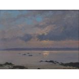 John Webster (b.1932), oil on board, "Early morning, Locquirec, Brittany" signed, 11" x 15",
