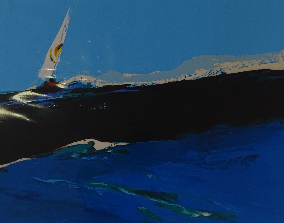 Donald Hamilton Fraser (1929 - 2009), colour screen print, yacht at sea, signed in pencil, dated