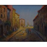 Henri Boisgontier (1850-1940), oil on board, French street scene, "Martigues", signed, 5" x 6"