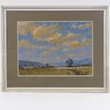 2 watercolour landscapes, PR Hipkiss "Near the Mendips", signed, 13" x 18" and Peter Richmond,