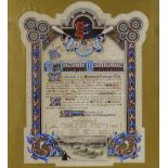 Hastings Rowing Club interest, hand painted certificate to Joseph Matthews for saving 27 lives