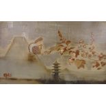 Mid 20th century Chinese school, oil on canvas, butterflies in a landscape, signed, 36" x 60",