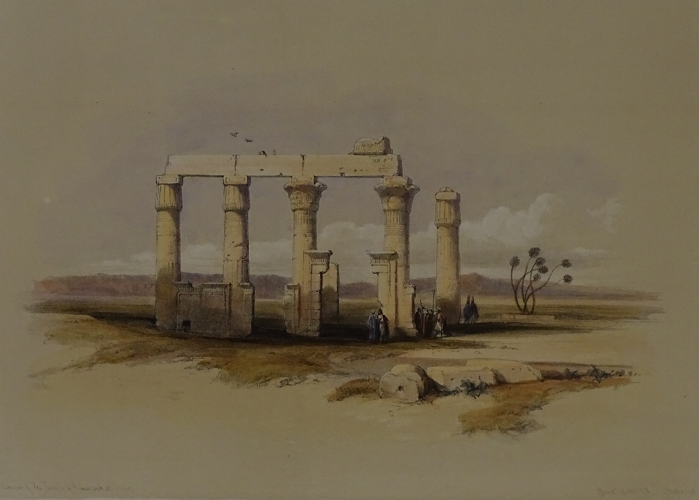 David Roberts RA, 3 19th century lithographs, ruins in Thebes and Nubia 10.5" x 14" and another of a