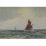 Frank James, watercolour, sailing scene "the May in a fresh Westerley - off Harwich", signed, 14"