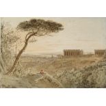 18th /19th Century watercolour, Arcadian landscape, 7" x 10", unframed Good condition