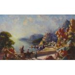 Walter Affroville Le Wino (1887-1959), oil on canvas, Corsican coastal scene, signed, 14" x 23",