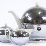 THERMISOL (BAUSCHER-LIZENZ) - an Art Deco chrome-mounted porcelain teapot, and a matching silvered