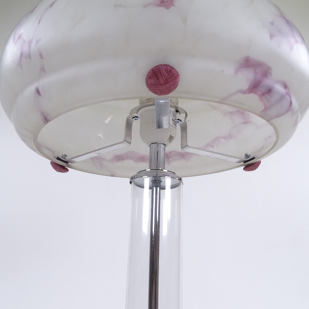 SCANDI-FRANCAIS LUMIERE ET GLASS - a unique English pink and white marbled glass table lamp, on - Image 4 of 5