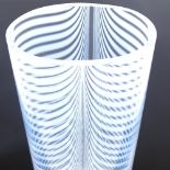 BERTIL VALLIEN FOR KOSTA BODA - a 1980s Swedish Zebra vase, tapered ovoid form with opaline stripes,