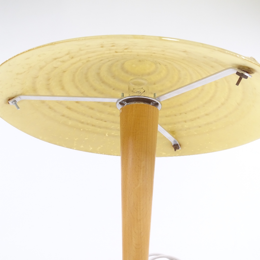 SCANDI-FRANCAIS LUMIERE ET GLASS - a unique French sand glass Coolie Hat table lamp, on wood stem - Image 4 of 5