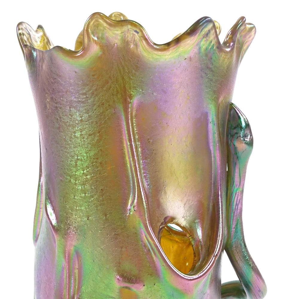 LOETZ - an early 20th Century iridescent glass Tree Trunk and Snake vase, realistically formed - Image 2 of 5