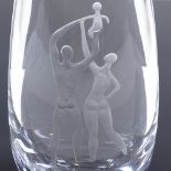 VICKE LINDSTRAND FOR KOSTA - a large Mid-Century Swedish clear glass The Family vase, circa 1955,