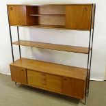 AVALON - a Vintage Mid-Century teak Ladderax style freestanding shelving unit, comprising 1x unit