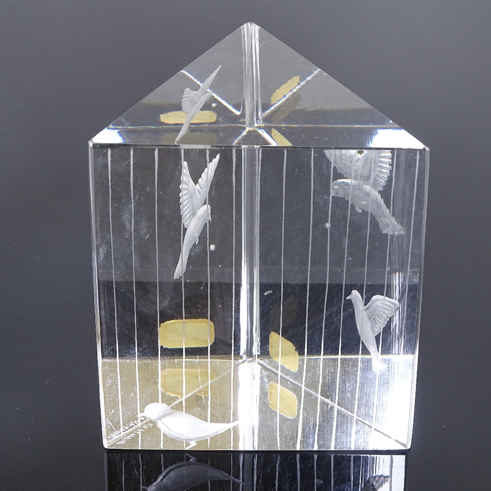 VICKE LINDSTRAND FOR KOSTA - a Mid-Century Swedish glass Birds prism sculpture, circa 1960s, - Image 2 of 5