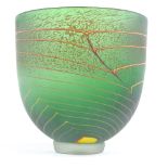 WILL SHAKSPEARE - a small Studio glass open lime Trail bowl, sandblasted finish, etched signature on