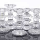 TIMO SARPANEVA FOR IITTALA - a group of 5 Mid-Century Finnish glass Festivo candleholders, clear