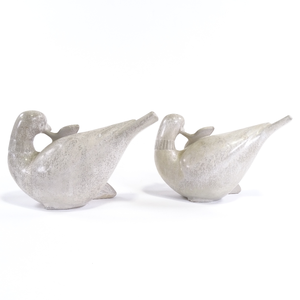 GUNNAR NYLUND FOR RORSTRAND - a pair of Swedish stoneware pottery doves of peace, circa 1930s, - Image 3 of 5