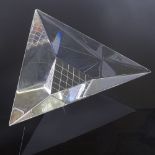 Y ZORITEHAK FOR VAL SAINT LAMBERT - a Vintage Belgian Crystal glass Louvre Pyramid sculpture, etched