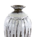 MARK GRIFFITHS (Born 1956) - a large ribbed stoneware bottle vase, impressed mark near base,