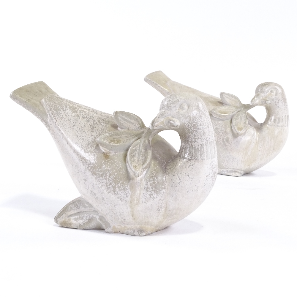 GUNNAR NYLUND FOR RORSTRAND - a pair of Swedish stoneware pottery doves of peace, circa 1930s,