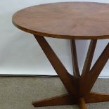 SOREN GEORG JENSEN FOR KUBUS - a Mid-Century Danish teak Starburst coffee table, maker's label on