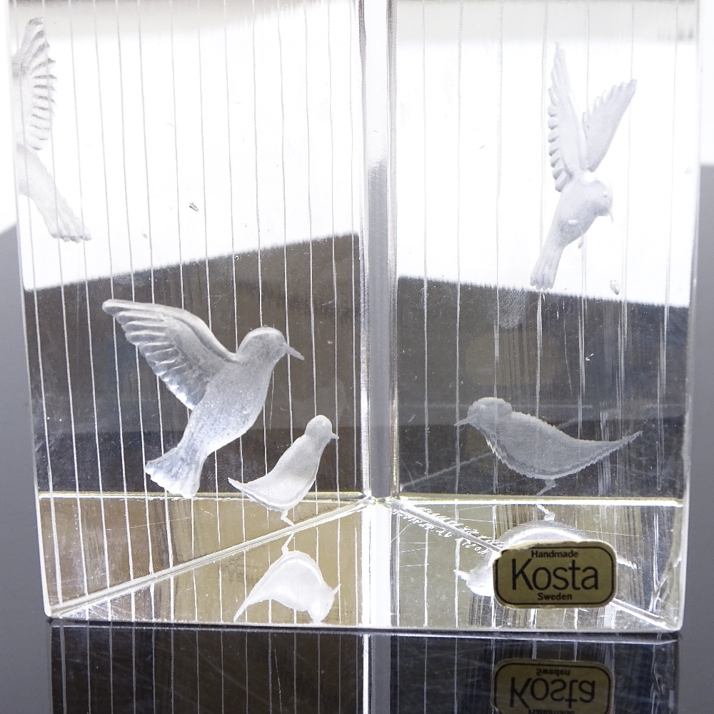 VICKE LINDSTRAND FOR KOSTA - a Mid-Century Swedish glass Birds prism sculpture, circa 1960s, - Image 4 of 5