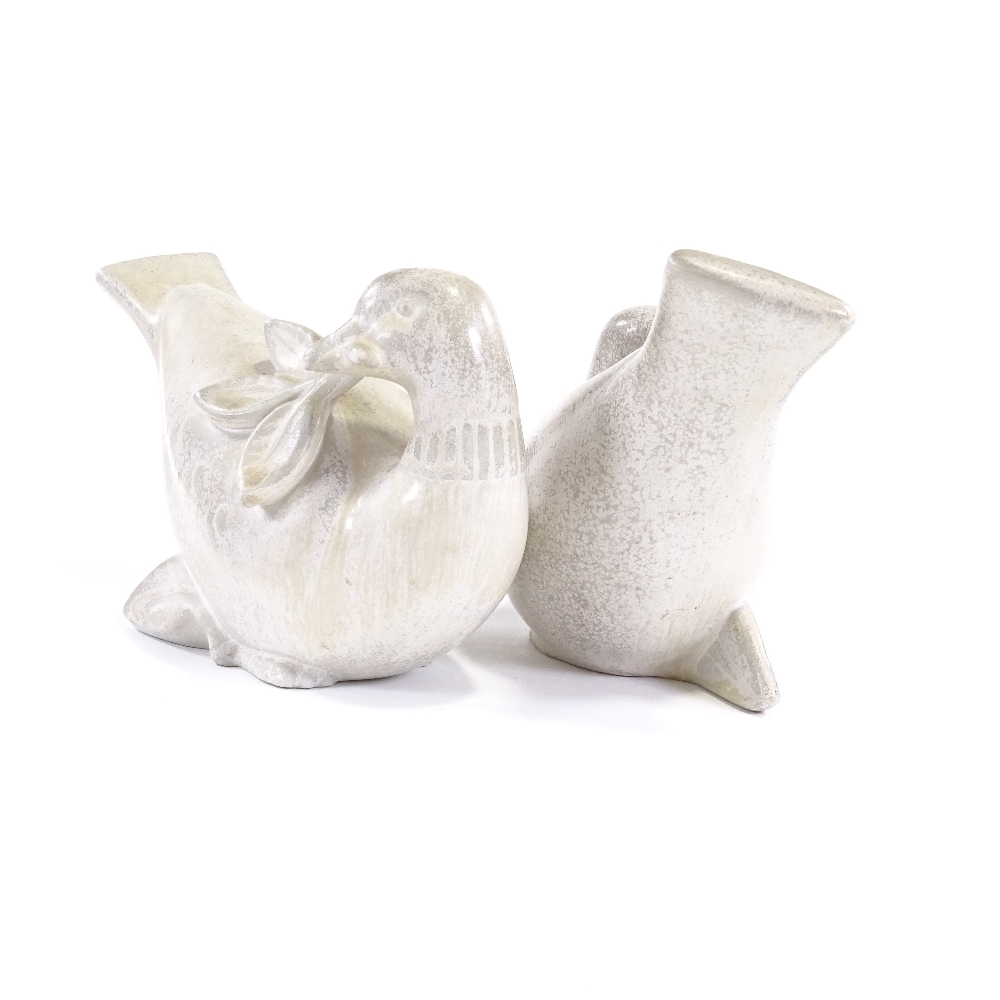 GUNNAR NYLUND FOR RORSTRAND - a pair of Swedish stoneware pottery doves of peace, circa 1930s, - Image 5 of 5