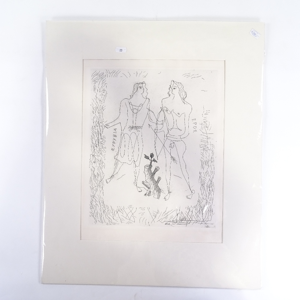 GEORGES BRAQUE (French, 1882-1963) - original etching, Eros and Eurybia, from La Theogonie d'Hesiode - Image 2 of 5