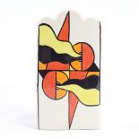 LORNA BAILEY - a late 20th Century Mirage ceramic vase, Deco style flag decoration with wave rim,