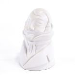 PIAZ X BUCCI - a Mid-Century Italian white ceramic pottery bust of a man, incised signature inside