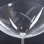 VICKE LINDSTRAND FOR KOSTA - a Vintage Swedish clear glass bon bon dish, circa 1965, etched