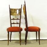 ALDO TURA - a pair of Mid-Century Italian side chairs, circa 1950s, lacquered goatskin high-backs