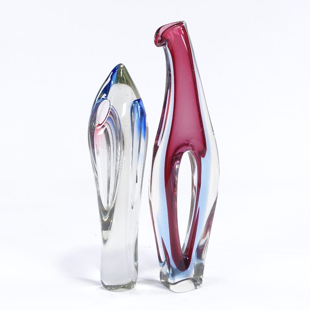 MURANO - 2 Mid-Century Venetian glass vases, including one Sommerso example with central body