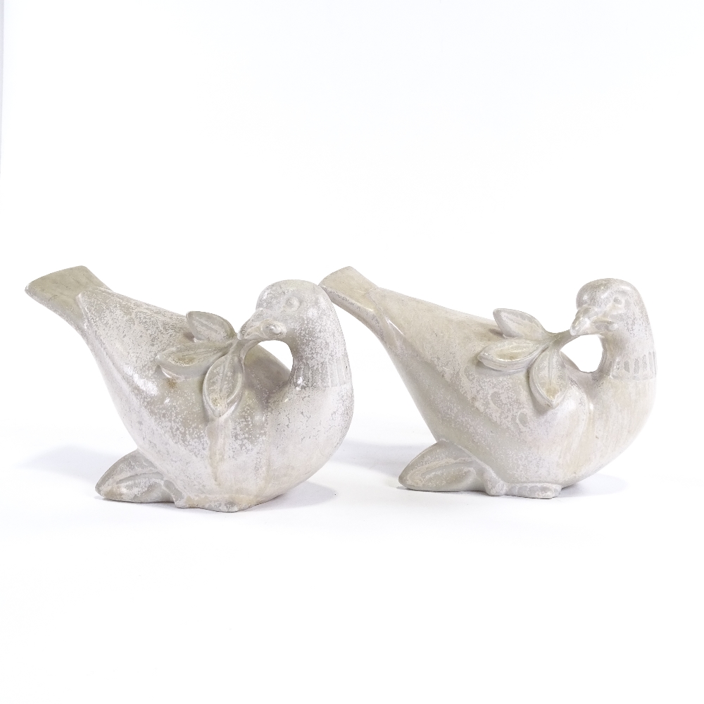 GUNNAR NYLUND FOR RORSTRAND - a pair of Swedish stoneware pottery doves of peace, circa 1930s, - Image 2 of 5