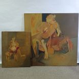 DOUG EARLE - 2 large oil on canvas, Abstract Figures, signed, circa late 1960s, 112cm x 112cm and