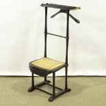 SPQR - a Mid-Century Italian ebonised beech valet chair / stand, circa 1950s, detachable garment