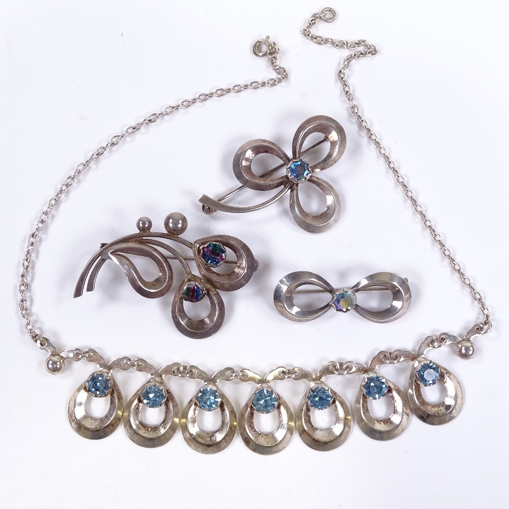 HERMANN SIERSBOL - a Vintage Danish sterling silver and blue stone demi-parure, comprising 1 - Image 2 of 5