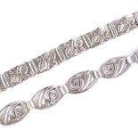 CHRISTIAN MICHELSEN - a Vintage Danish stylised silver floral panel bracelet, maker's marks C. MICH,