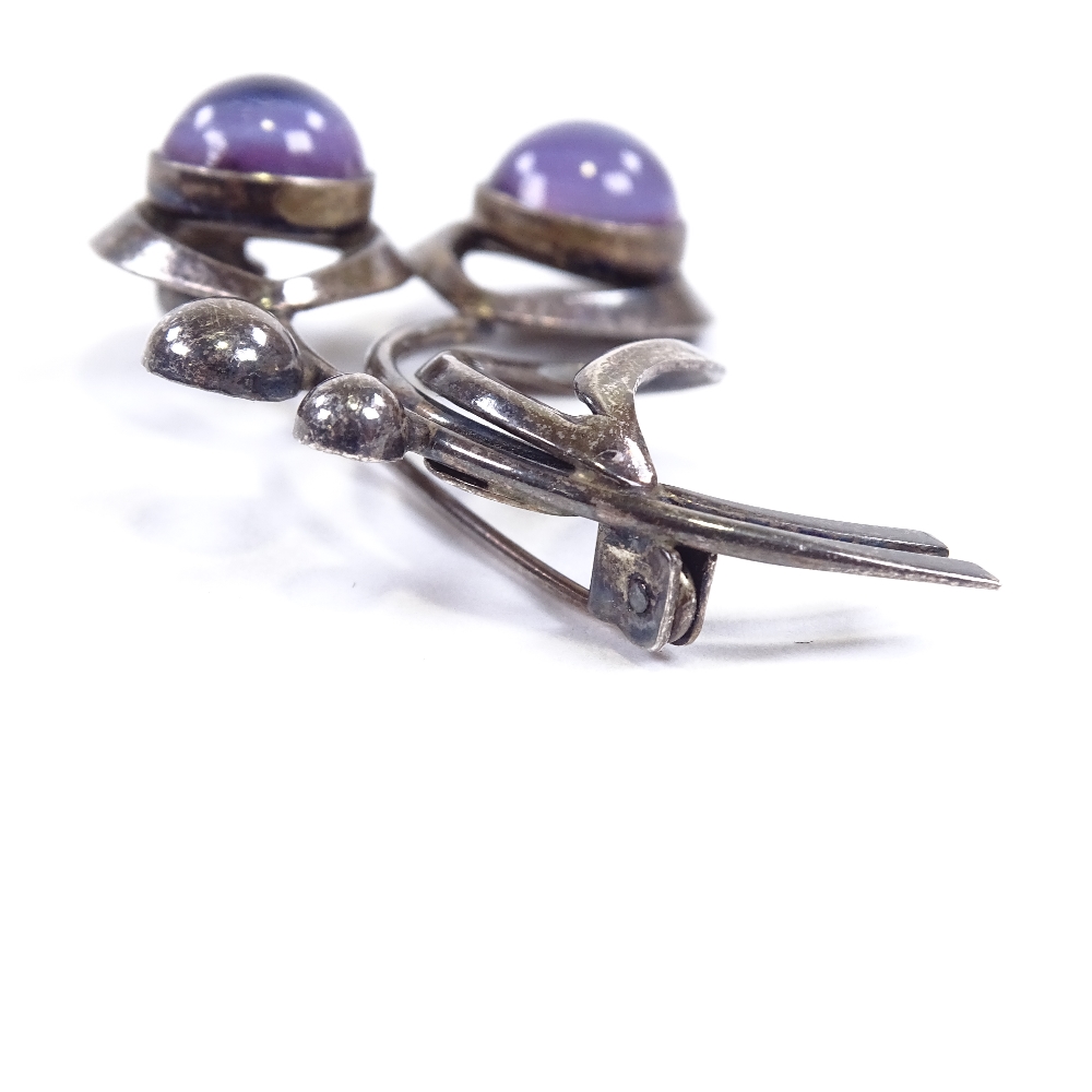 HERMANN SIERSBOL - a Vintage Danish sterling silver and purple moonstone stylised floral spray - Image 5 of 5