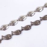FEHRN - a Vintage Danish sterling silver leaf panel necklace, length 38cm, and an unnamed sterling