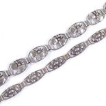 C A CHRISTENSENS - a Vintage Danish stylised silver leaf panel bracelet, maker's marks CAC, length